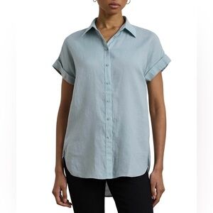 LAUREN RL Black Label Blue Short Sleeve Button Down size L